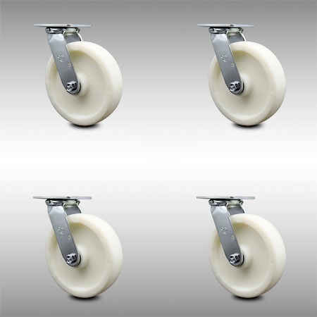 Service Caster 8 Inch Stainless Steel Nylon Wheel Swivel Caster Set with Ball Bearings SCC SCC-SS30S820-NYB-4